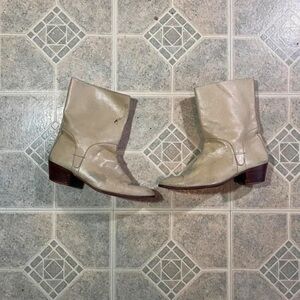 Boots Taupe Mid-Calf Heeled Boots